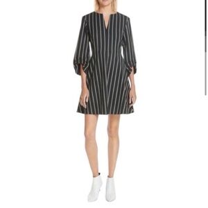 Tibi Ruched Sleeve Stripe Dress Size 4